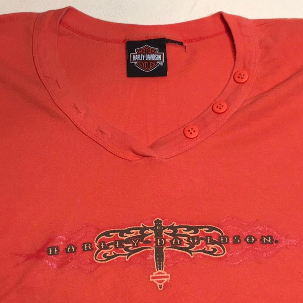 Harley Davidson 3/4 sleeve vneck shirt - Picture 2 of 8